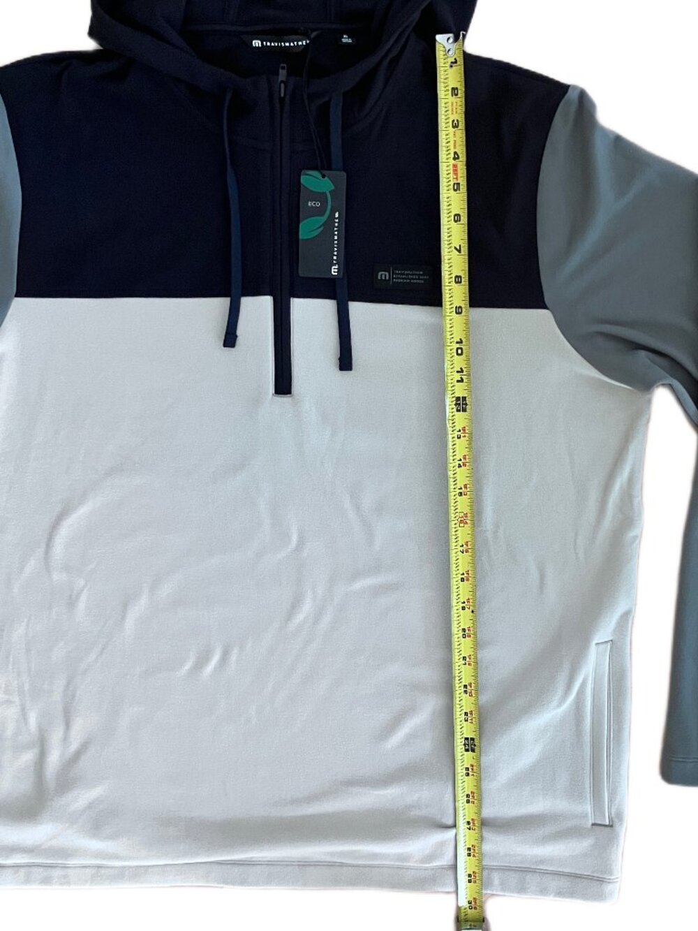 TravisMathew Men's Brrr Season 1/4 Zip Golf Pullover Size XL Black/Green/Beige - Picture 14 of 14